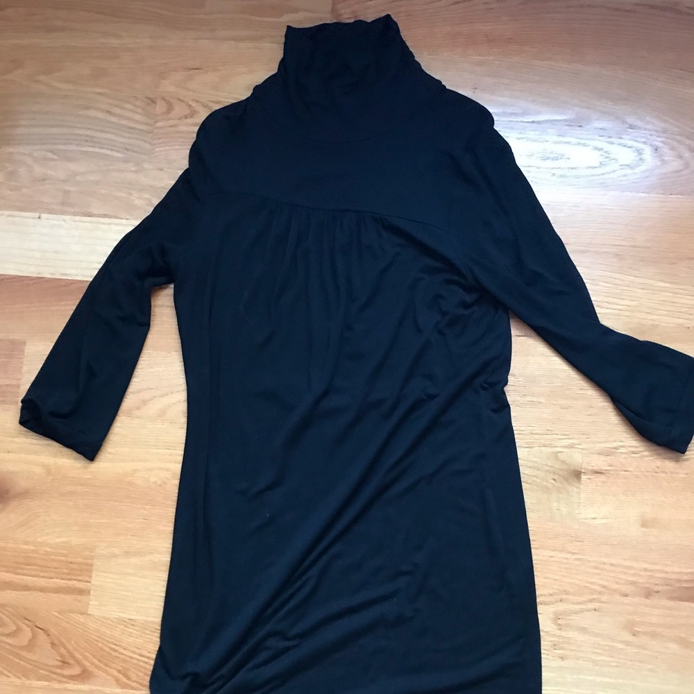 Comfortable, Stretchy Turtleneck Black Dress